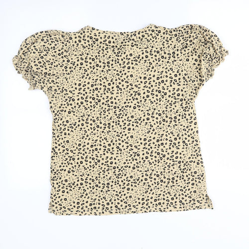 Dorothy Perkins Womens Yellow Animal Print  Basic Blouse Size L