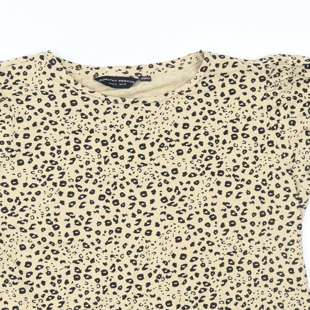 Dorothy Perkins Womens Yellow Animal Print  Basic Blouse Size L