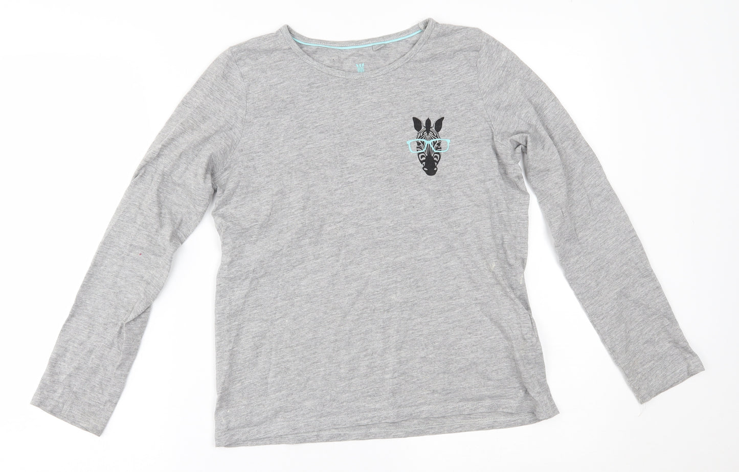 pepperts Girls Grey    Pyjama Top Size 10-11 Years  - zebra