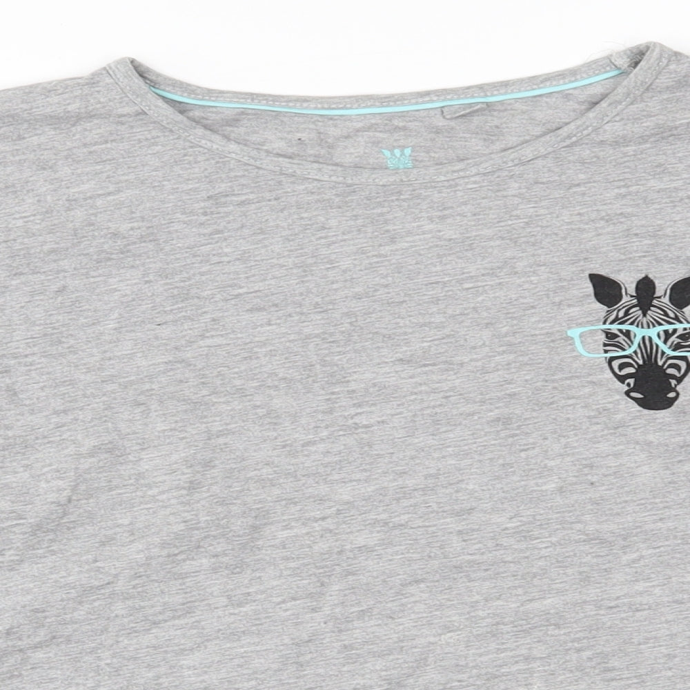 pepperts Girls Grey    Pyjama Top Size 10-11 Years  - zebra
