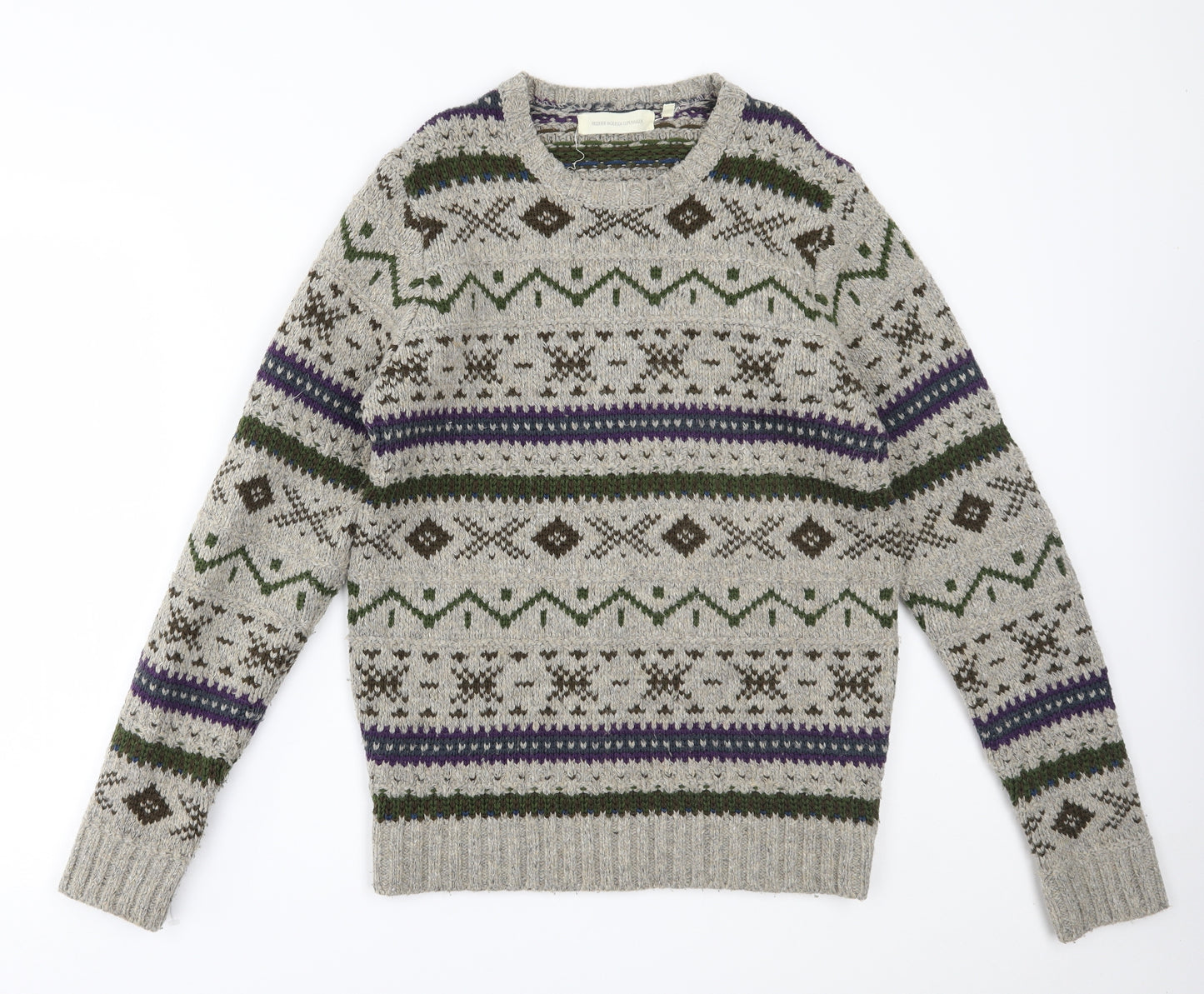 Frederick anderson copenhagen Mens Grey Fair Isle  Pullover Jumper Size M