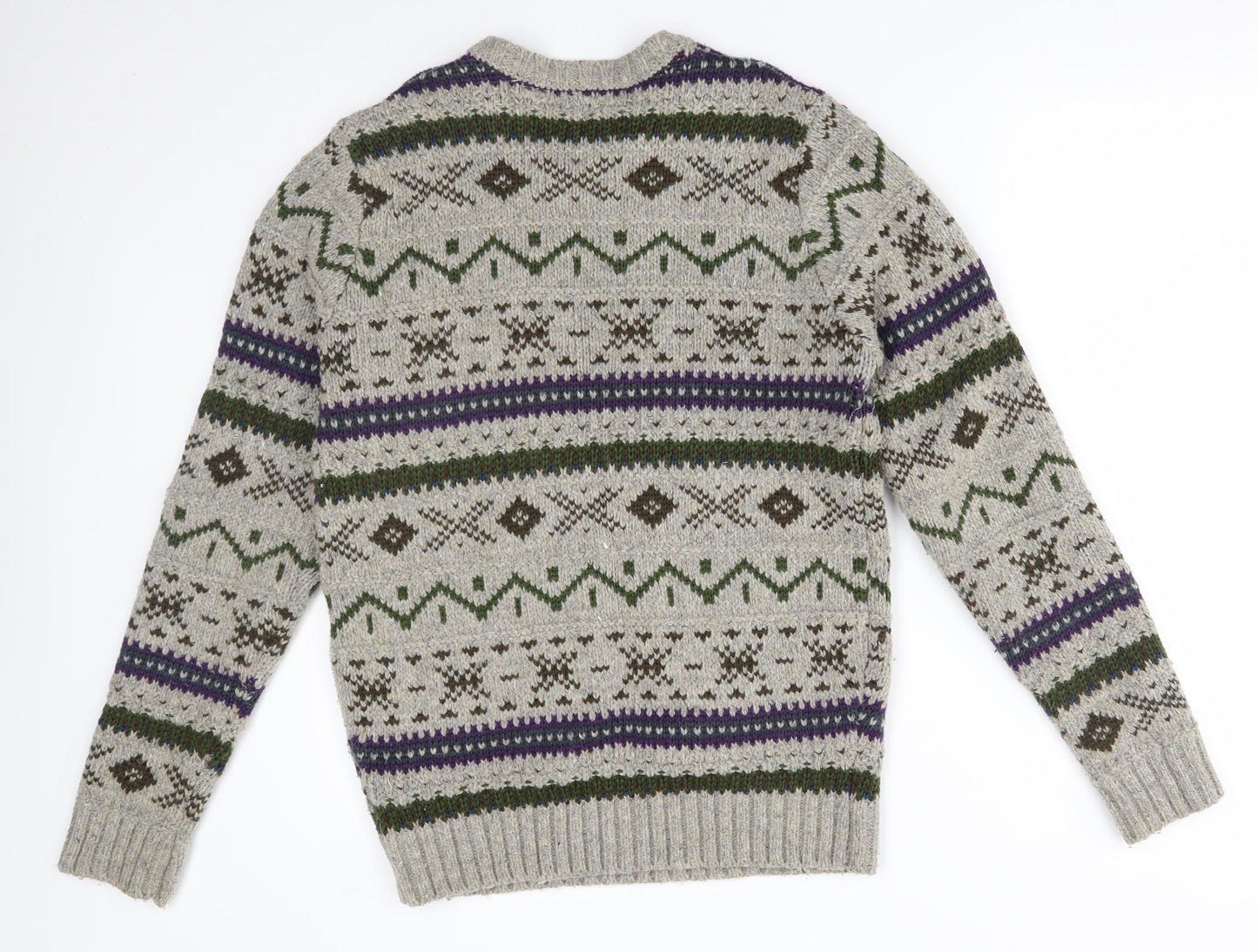 Frederick anderson copenhagen Mens Grey Fair Isle  Pullover Jumper Size M
