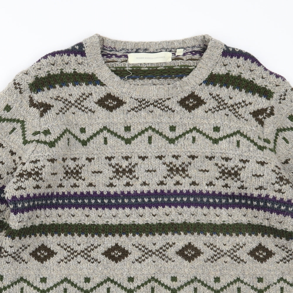 Frederick anderson copenhagen Mens Grey Fair Isle  Pullover Jumper Size M
