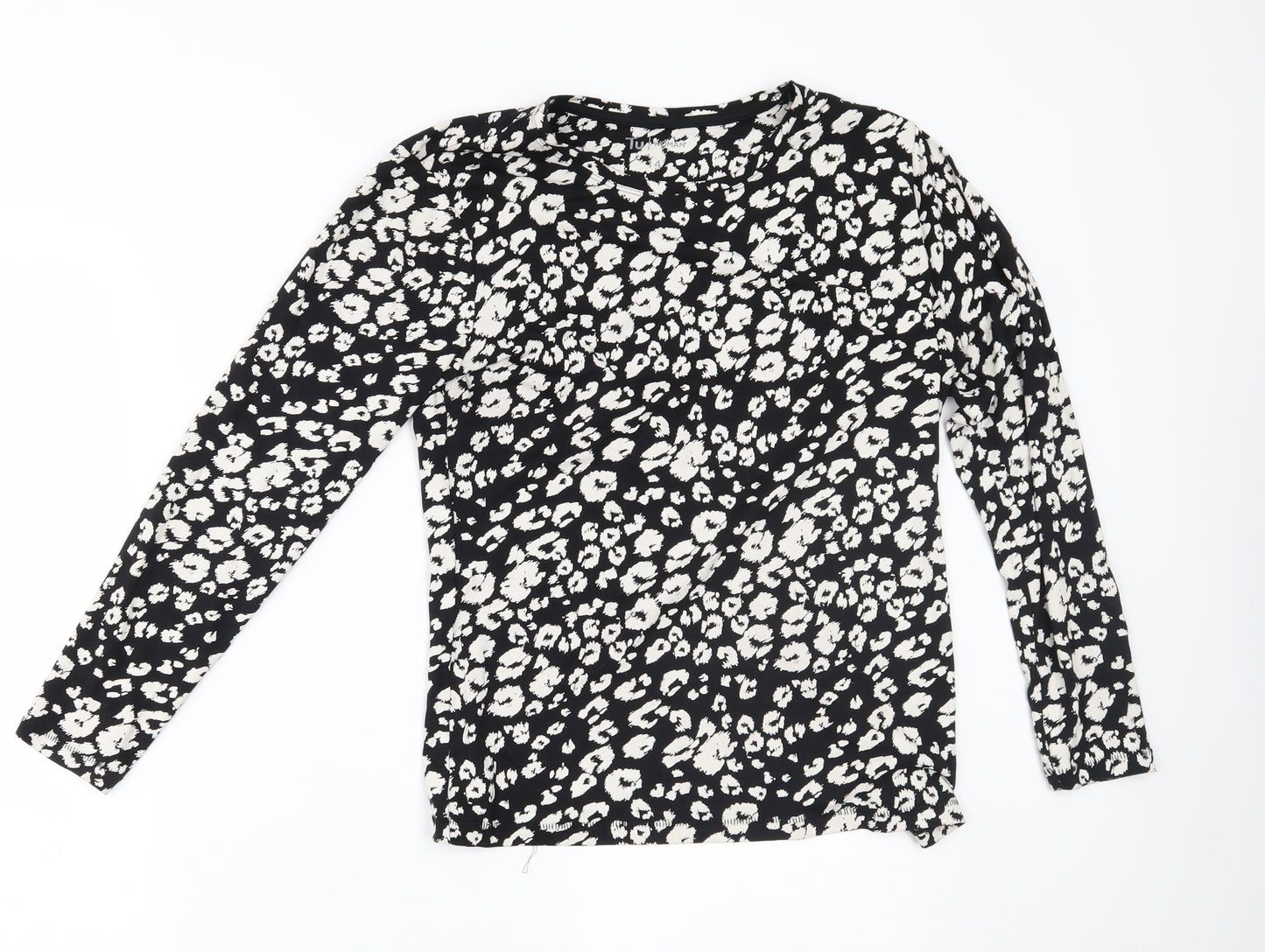 TU Womens Black Floral  Basic T-Shirt Size 14