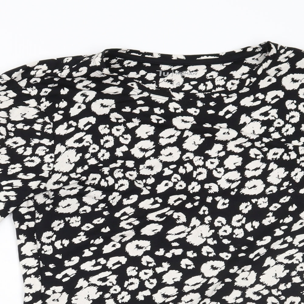 TU Womens Black Floral  Basic T-Shirt Size 14