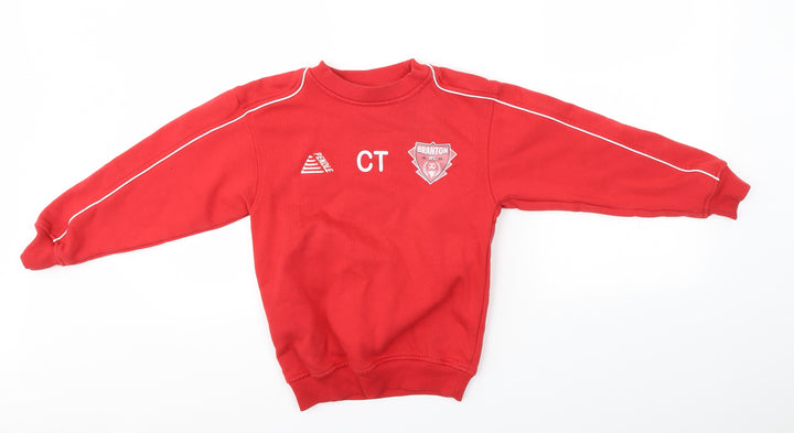 Pendle Sportswear Boys Red   Pullover Sweatshirt Size 5-6 Years  - Branton JFC