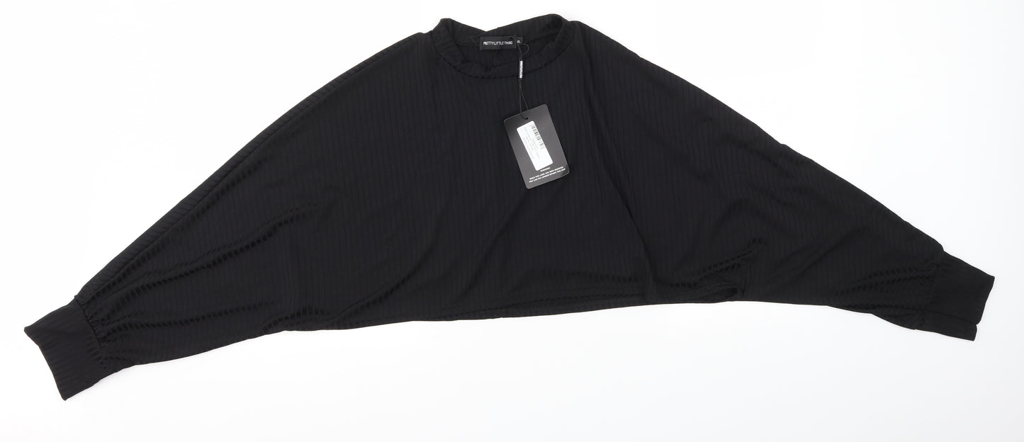 Pretty Little Thing Womens Black   Cropped Blouse Size XL