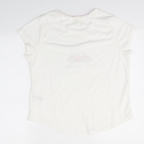 Matalan Womens White Solid  Top Pyjama Set Size M  - Winter Wonderland