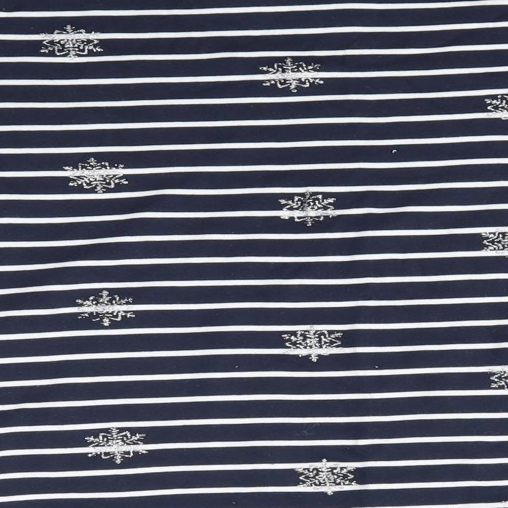Cotton Traders Womens Multicoloured Striped  Basic T-Shirt Size 16  - Snowflakes