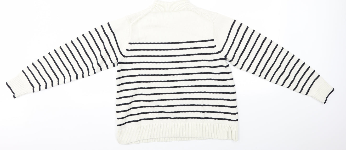Preworn Womens Multicoloured Striped Knit Henley Jumper Size S