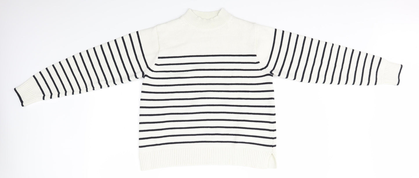 Preworn Womens Multicoloured Striped Knit Henley Jumper Size S