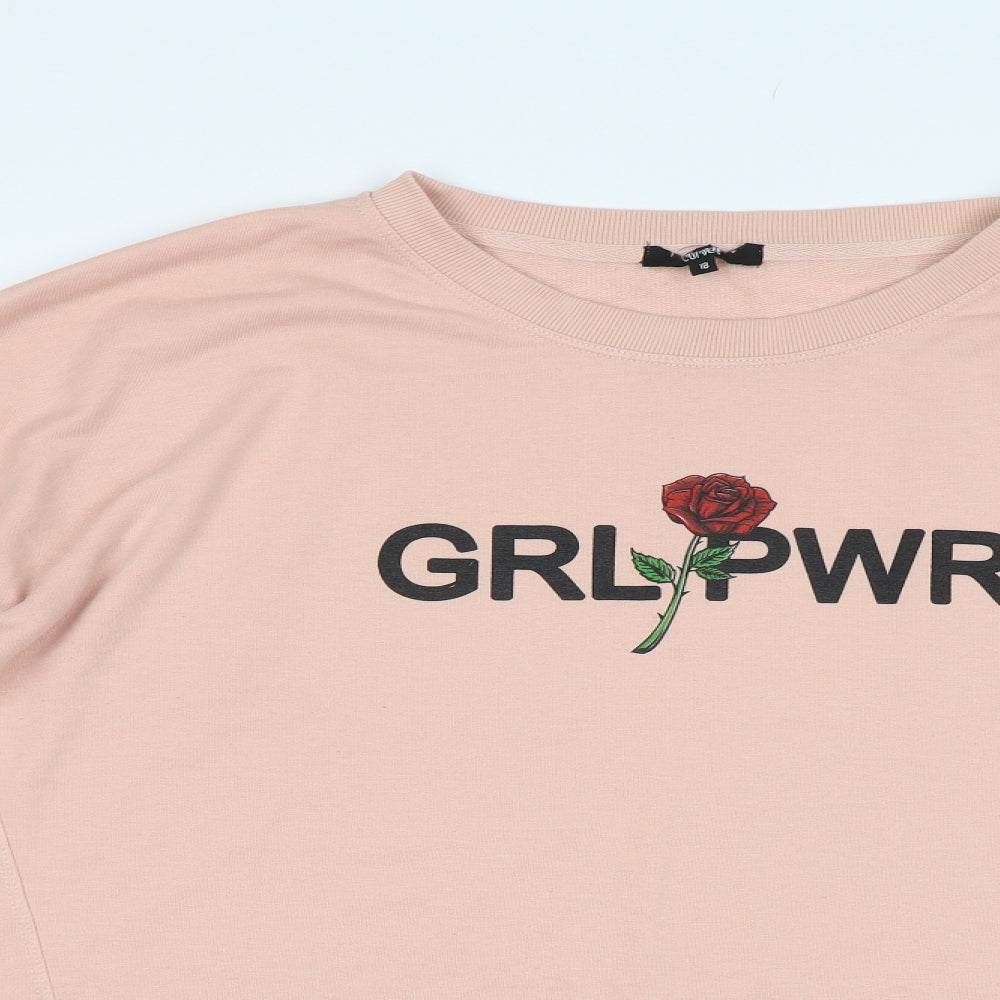 New Look Womens Pink   Pullover Sweatshirt Size 18  - Girl Power