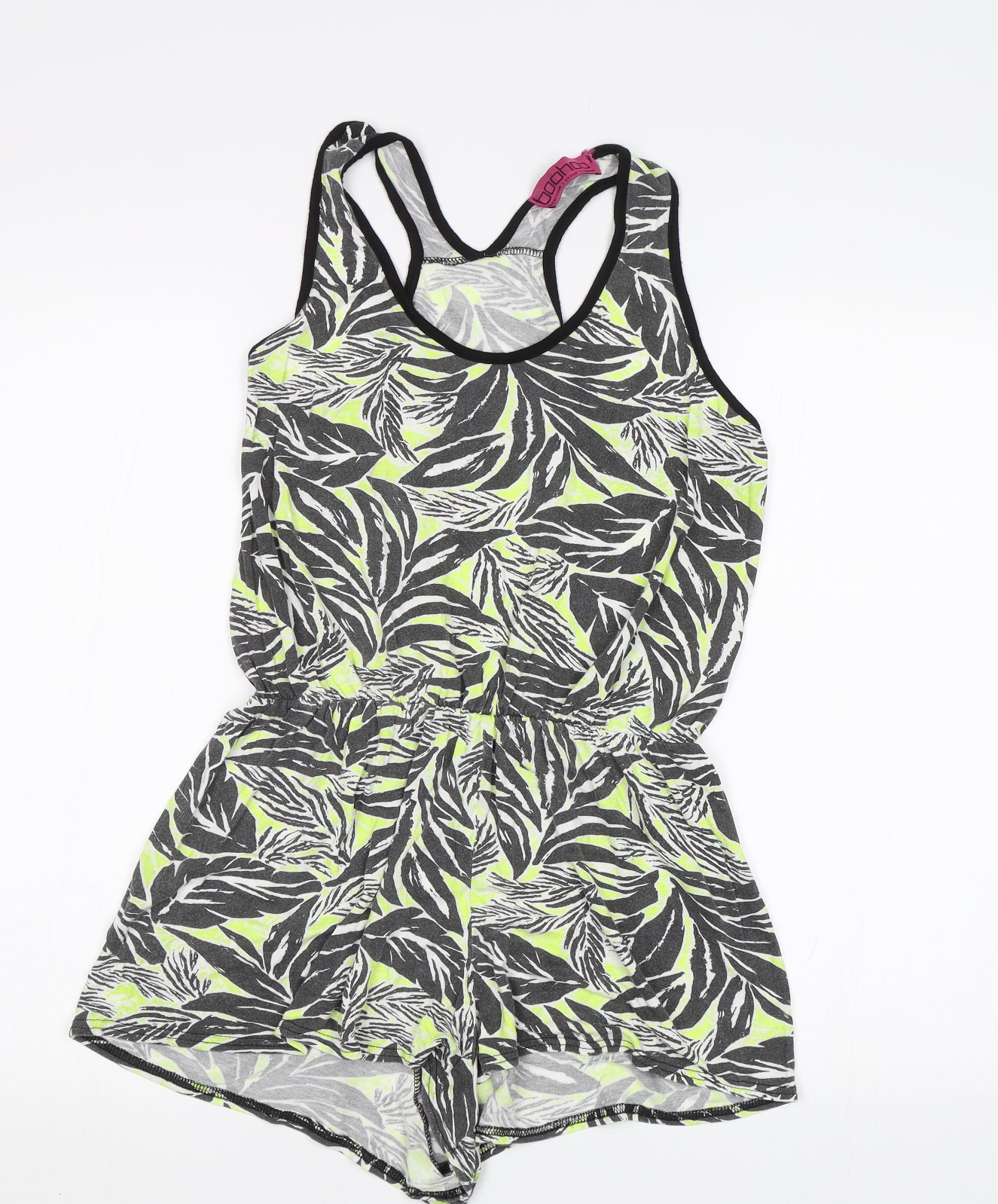 Boohoo Womens Green Floral  Leotard One-Piece Size M
