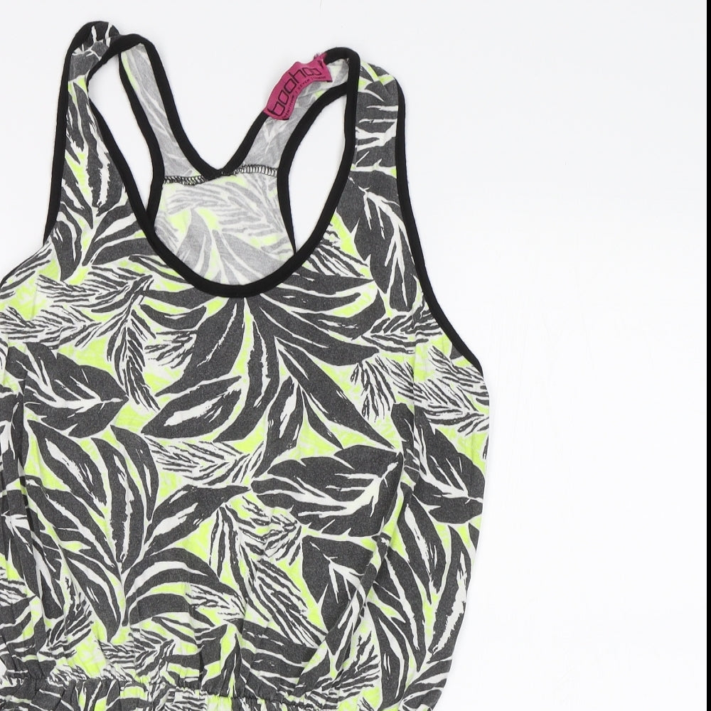 Boohoo Womens Green Floral  Leotard One-Piece Size M
