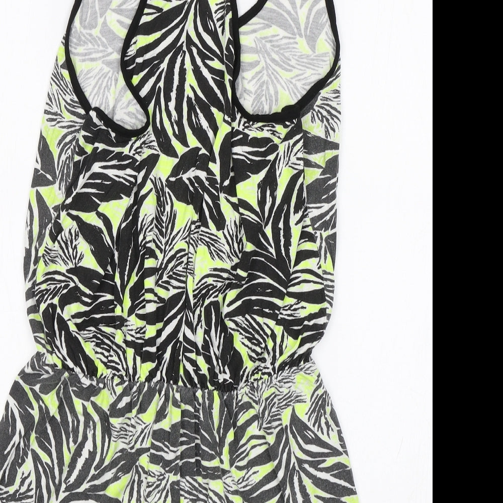 Boohoo Womens Green Floral  Leotard One-Piece Size M