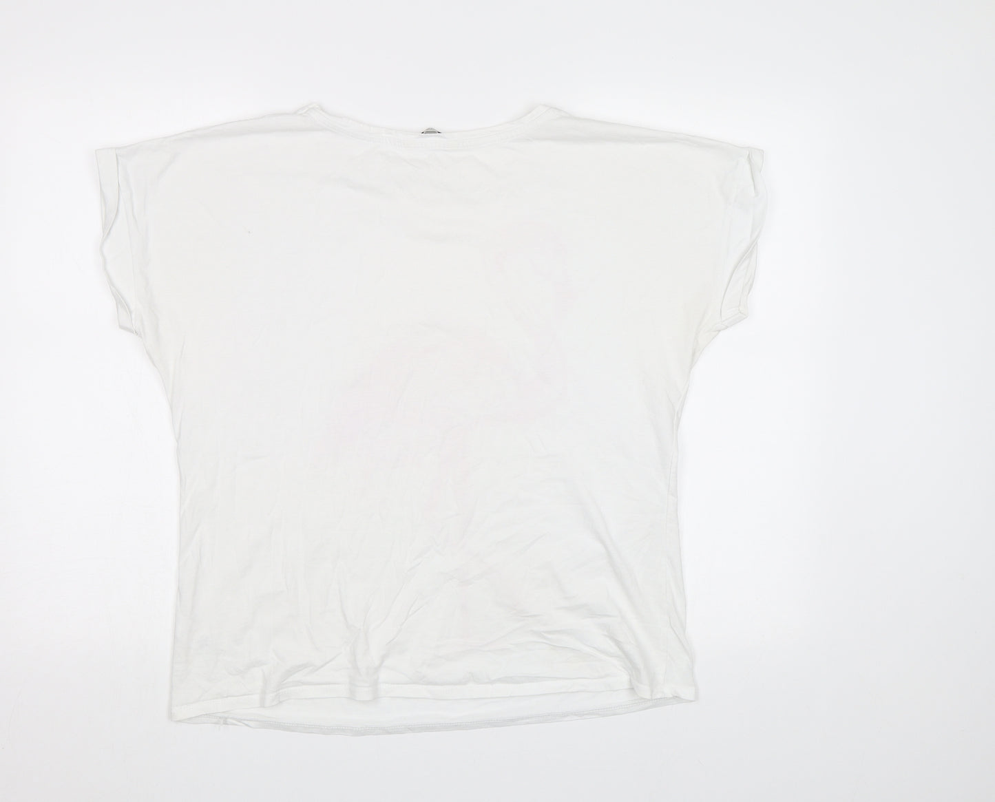 George Womens White   Basic T-Shirt Size 16  - Flamingo