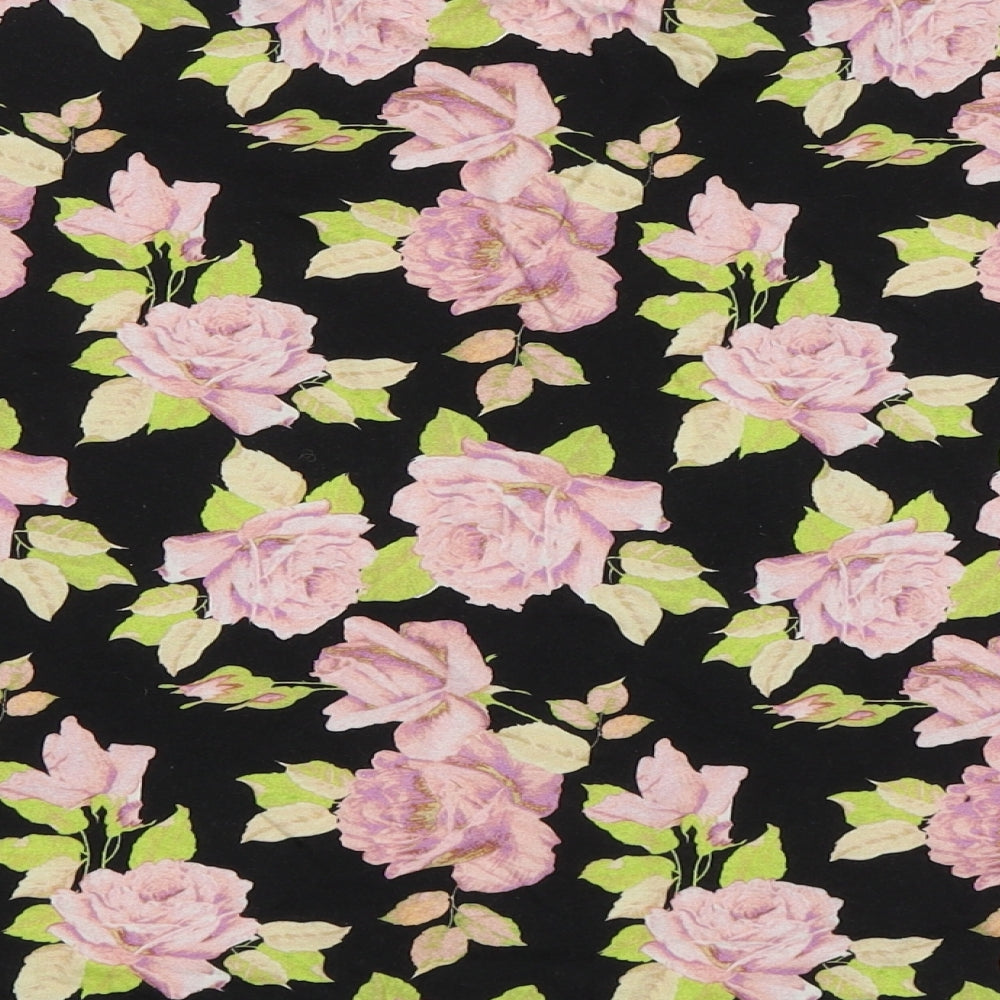 ASOS Womens Black Floral  Cropped T-Shirt Size 10