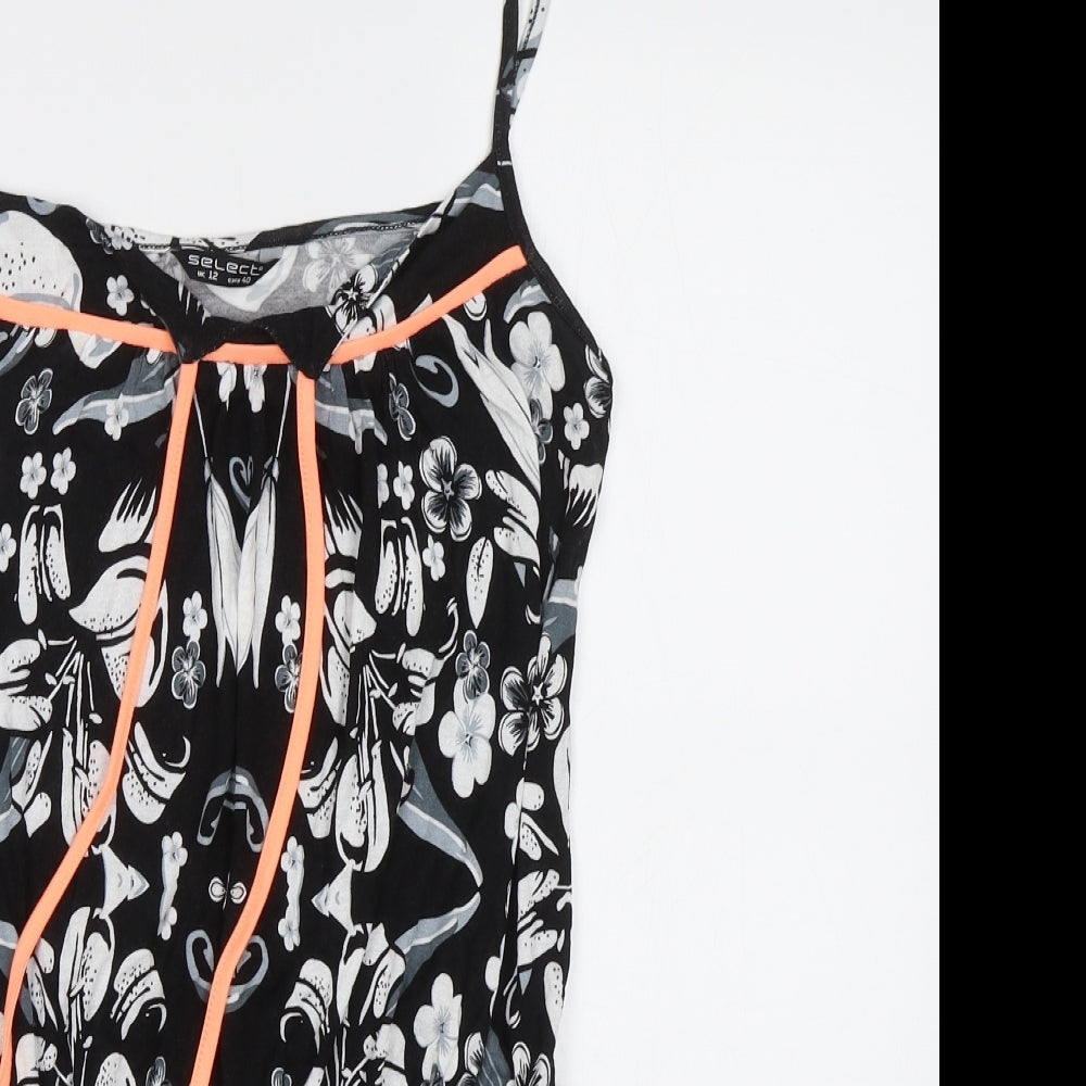 Selectg Womens Black Floral  Playsuit One-Piece Size 12