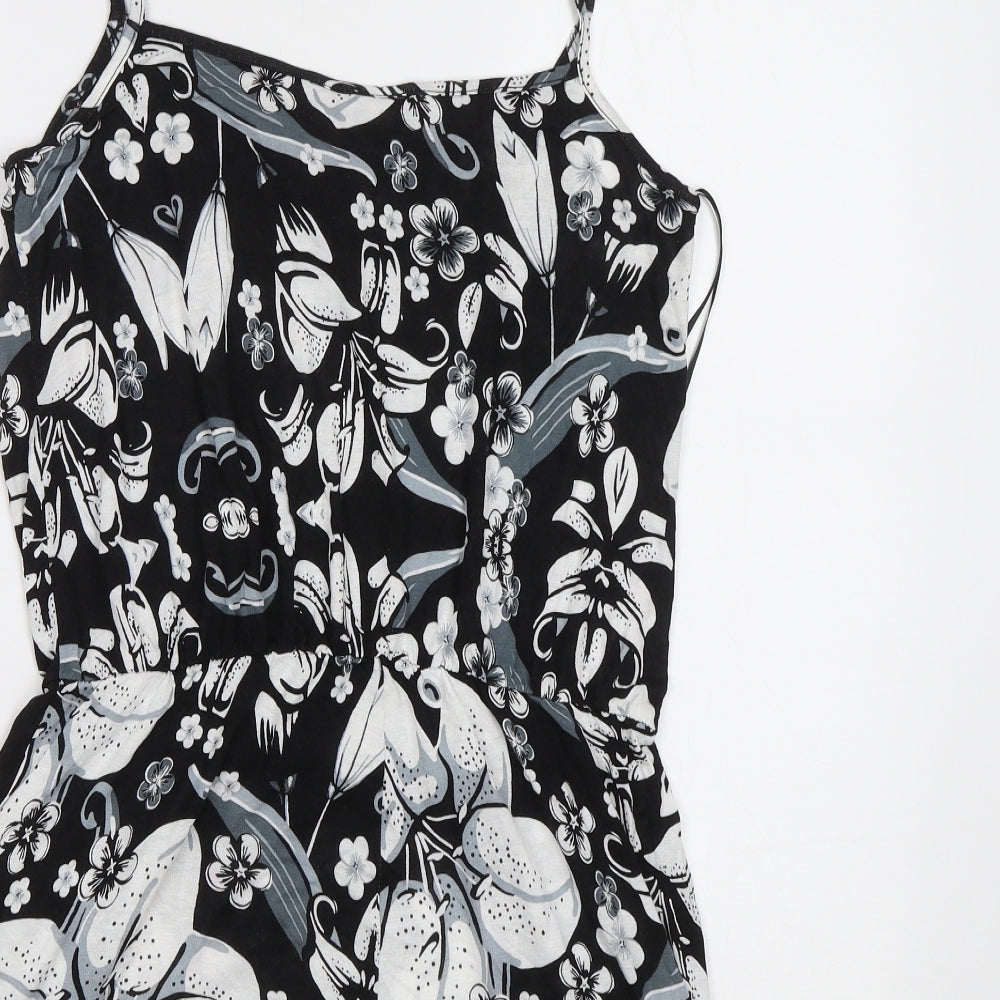 Selectg Womens Black Floral  Playsuit One-Piece Size 12