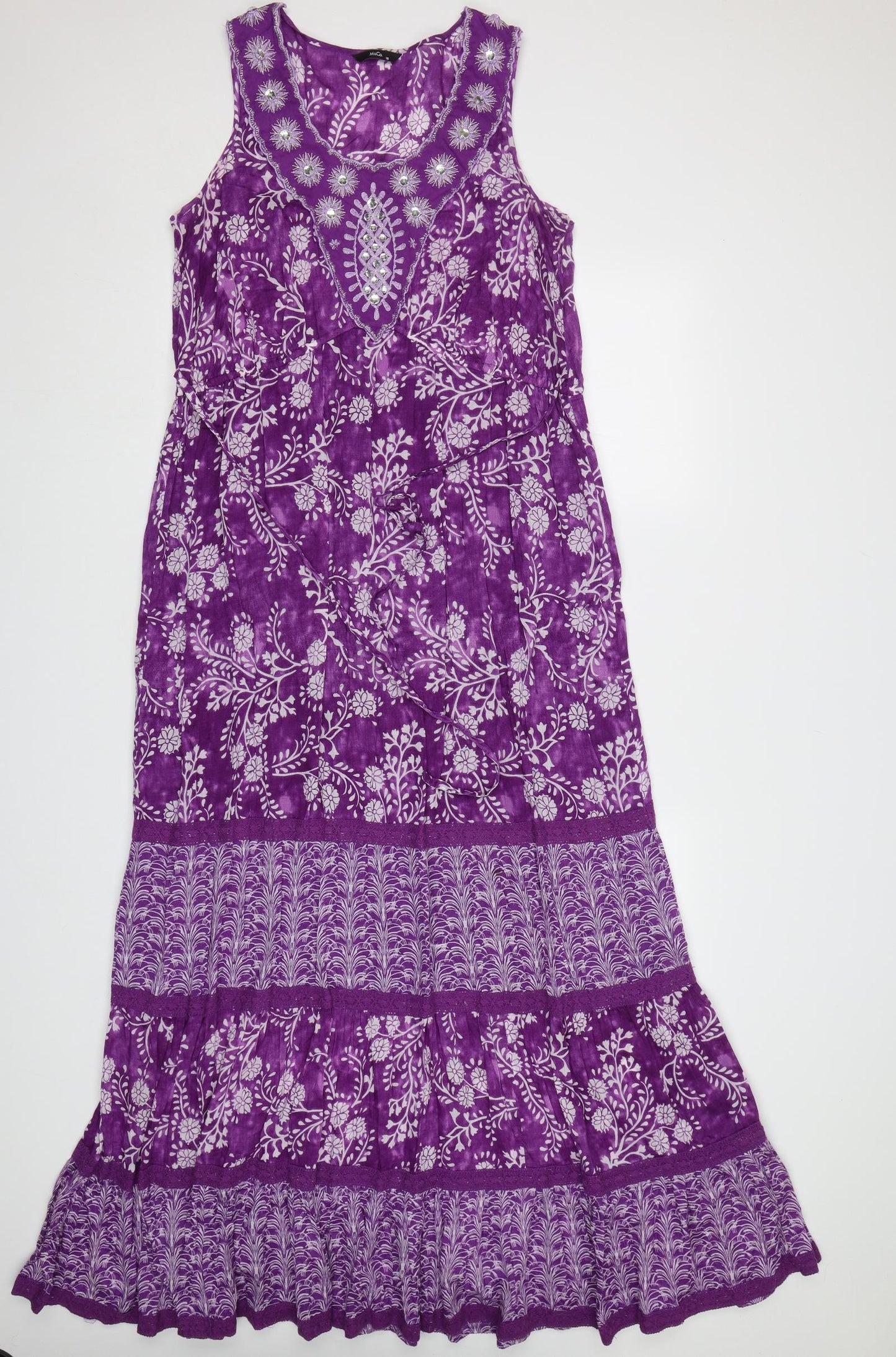M&Co Womens Purple Floral  Maxi  Size 18