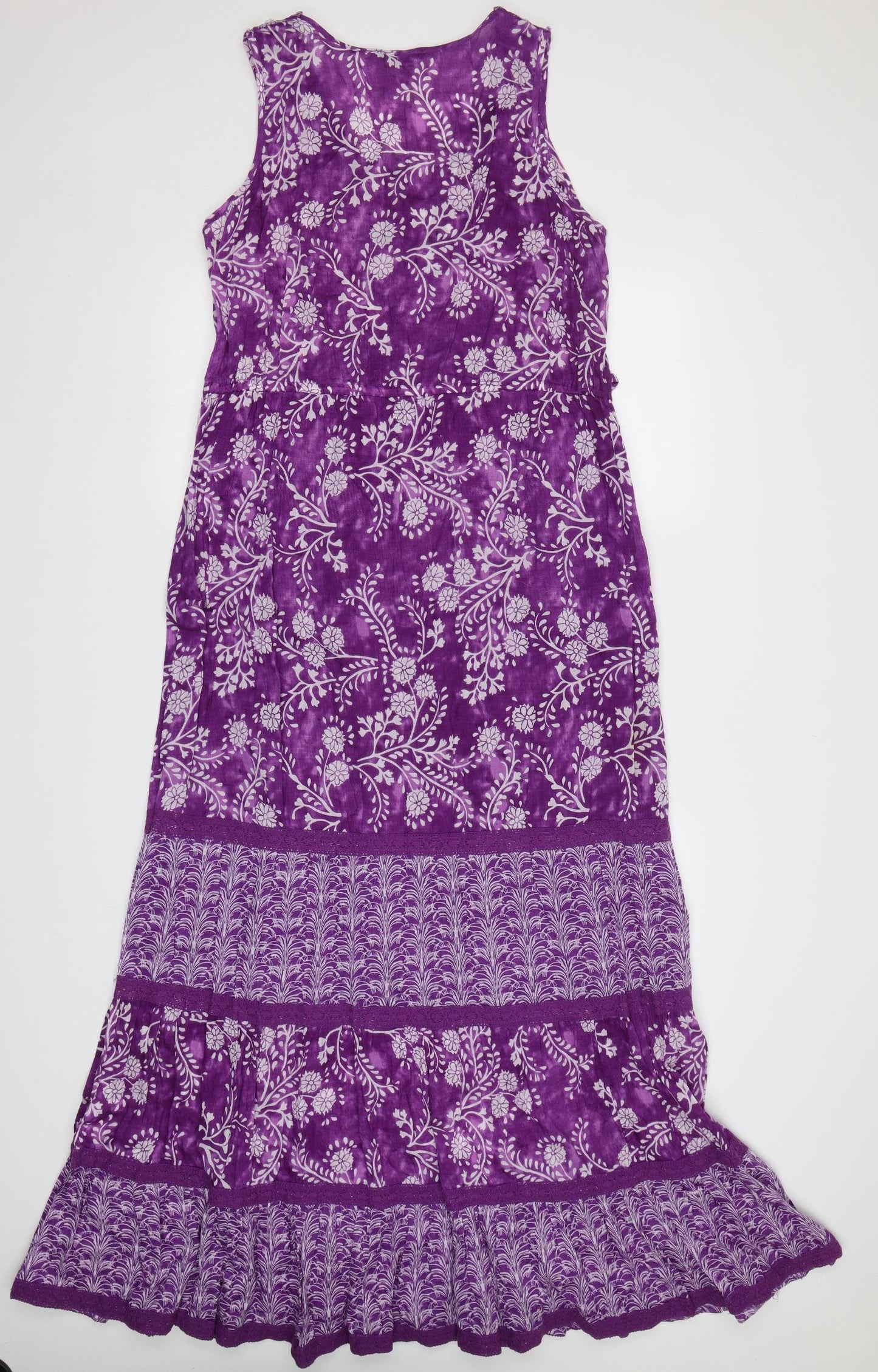 M&Co Womens Purple Floral  Maxi  Size 18