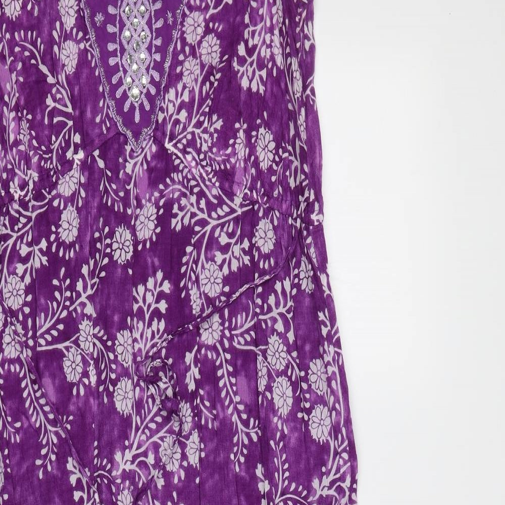 M&Co Womens Purple Floral  Maxi  Size 18