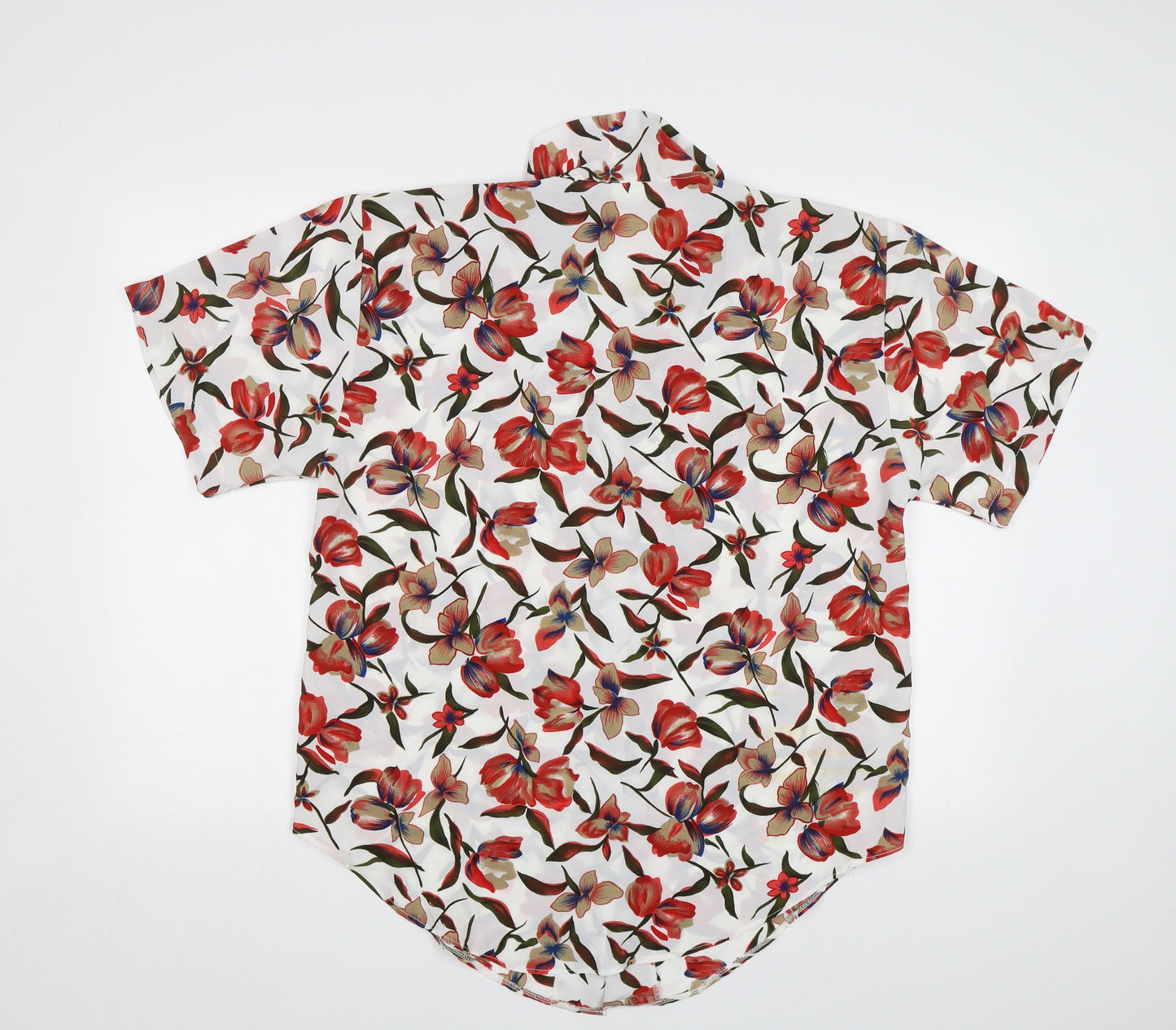 Preworn Womens White Floral  Camisole Button-Up Size 14