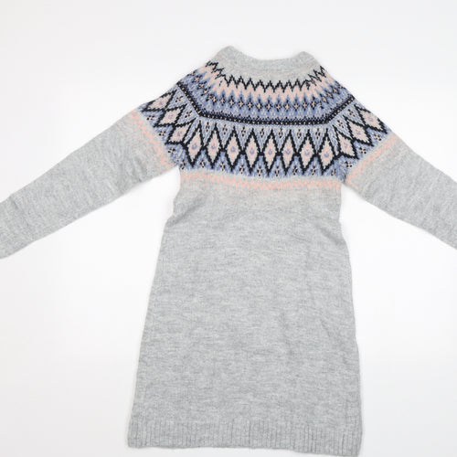 Pepperts! Girls Grey Fair Isle  Jumper Dress  Size 10-11 Years