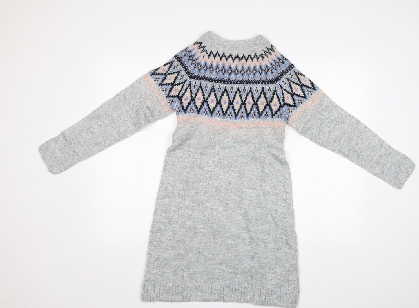 Pepperts! Girls Grey Fair Isle  Jumper Dress  Size 10-11 Years