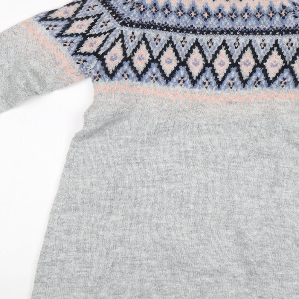 Pepperts! Girls Grey Fair Isle  Jumper Dress  Size 10-11 Years