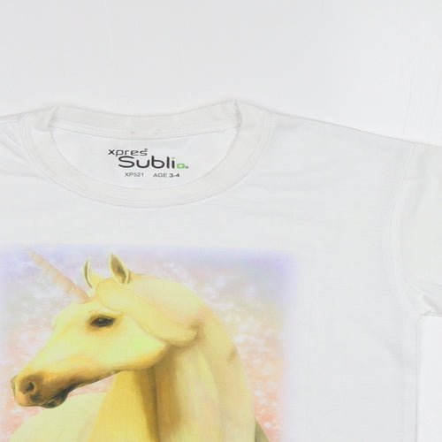 Xpres Subli Girls White  Rayon Basic Polo Size 3-4 Years  - Horse