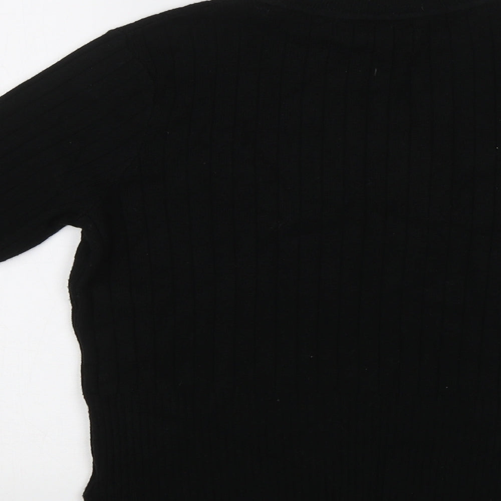 M&S Womens Black   Henley Jumper Size 14