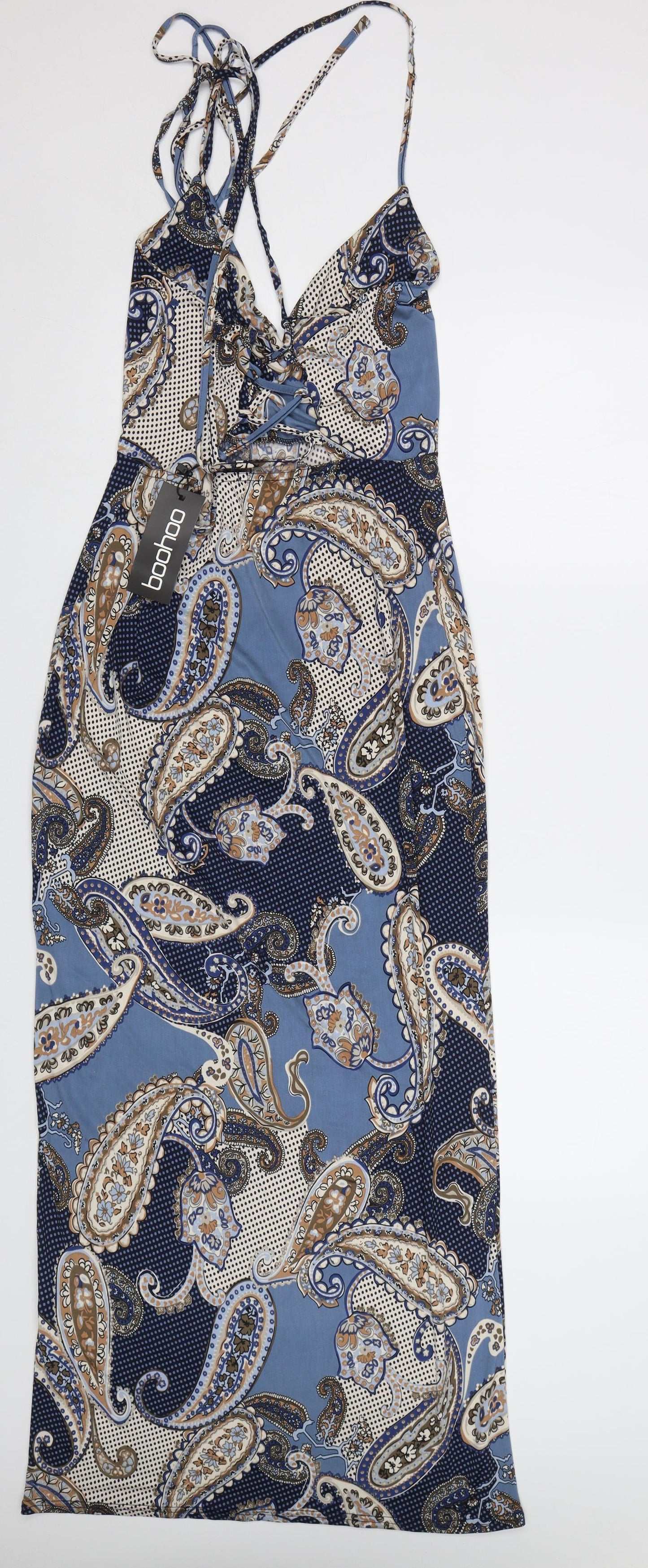 Boohoo Womens Blue Paisley  Maxi  Size 14