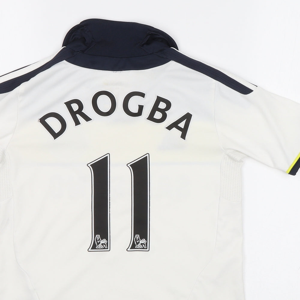 adidas Boys White   Basic T-Shirt Size 7-8 Years  - Drogba