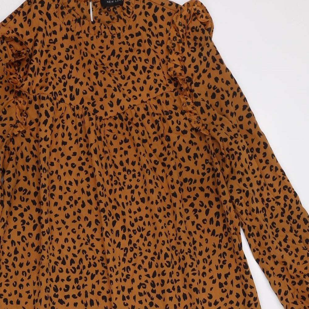 New Look Womens Orange Animal Print  A-Line  Size 12