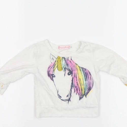 Fuerjiafushi Baby White   Basic Blouse Size 3-6 Months  - Unicorn