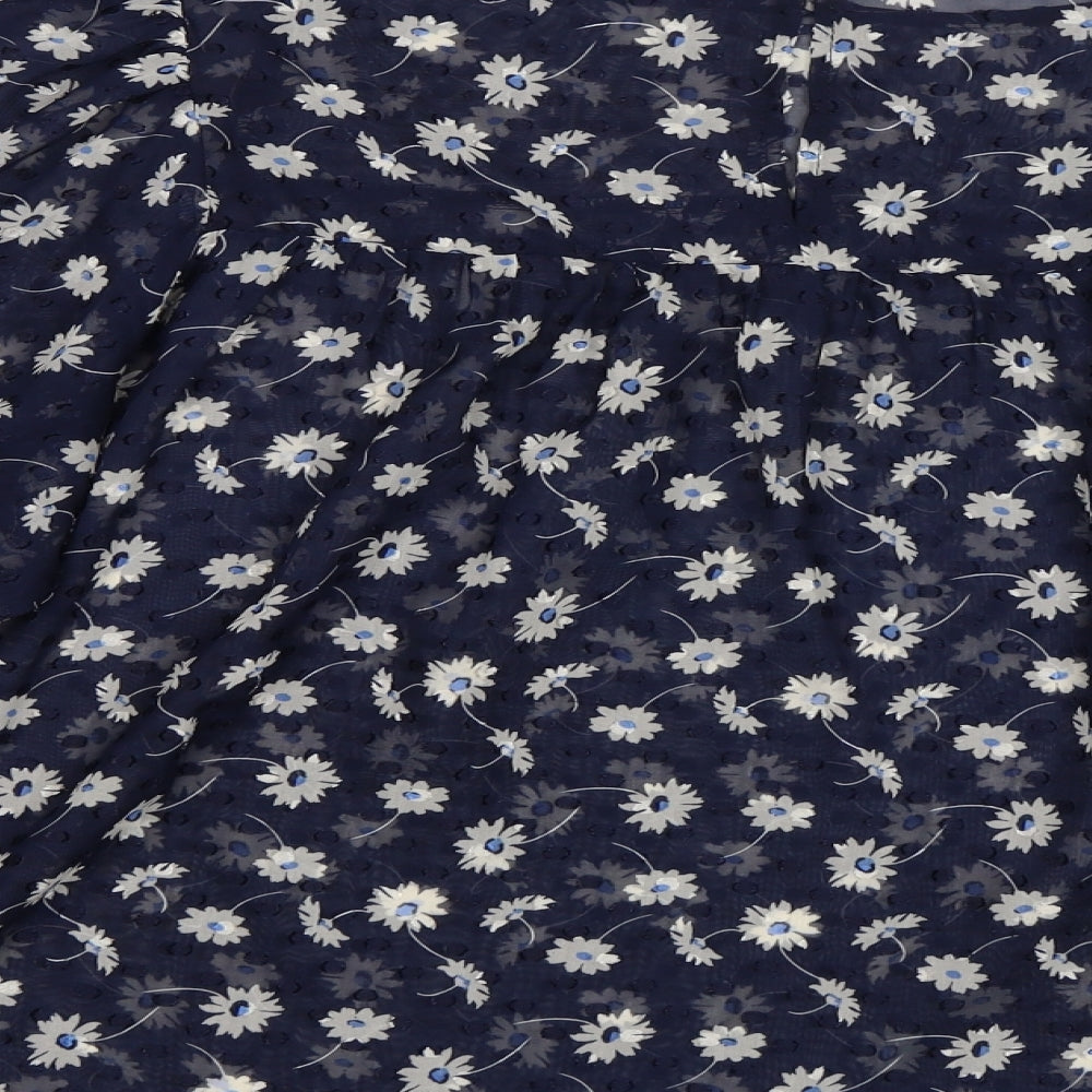 George Womens Blue Floral  Basic Blouse Size 18