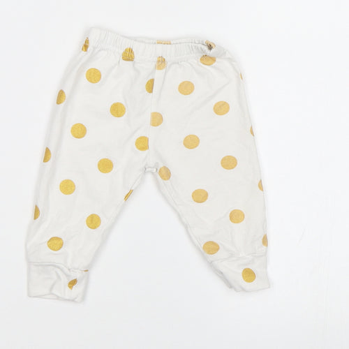 Preworn Baby White Polka Dot  Jogger Leggings Size 0-3 Months