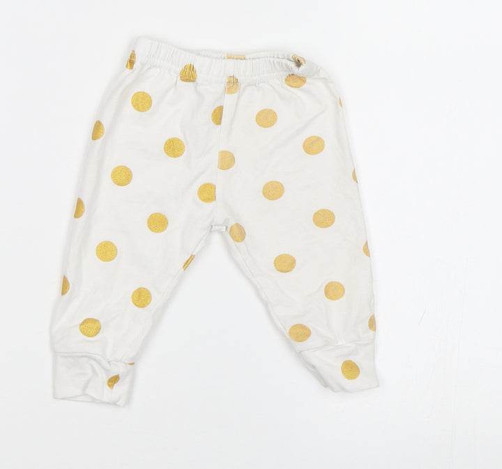 Preworn Baby White Polka Dot  Jogger Leggings Size 0-3 Months