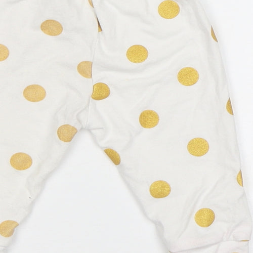 Preworn Baby White Polka Dot  Jogger Leggings Size 0-3 Months