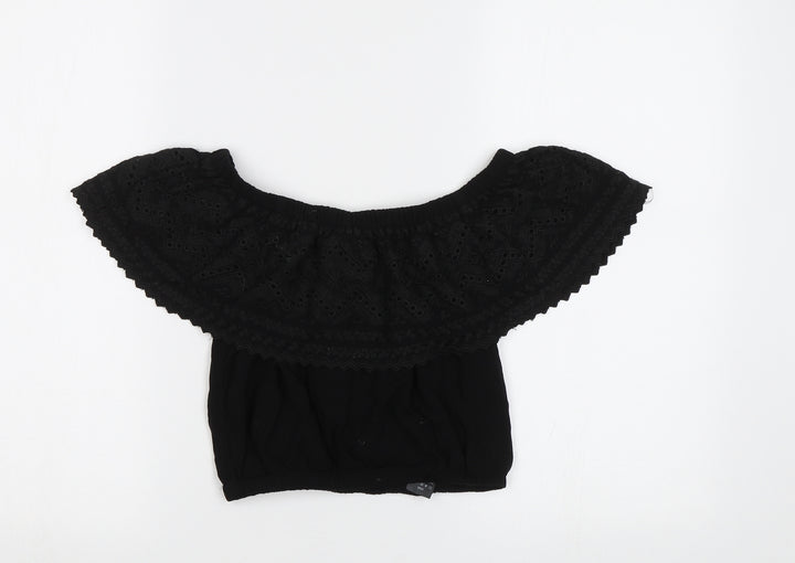 New Look Womens Black   Cropped Blouse Size 8