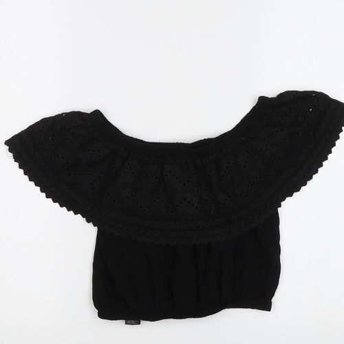 New Look Womens Black   Cropped Blouse Size 8