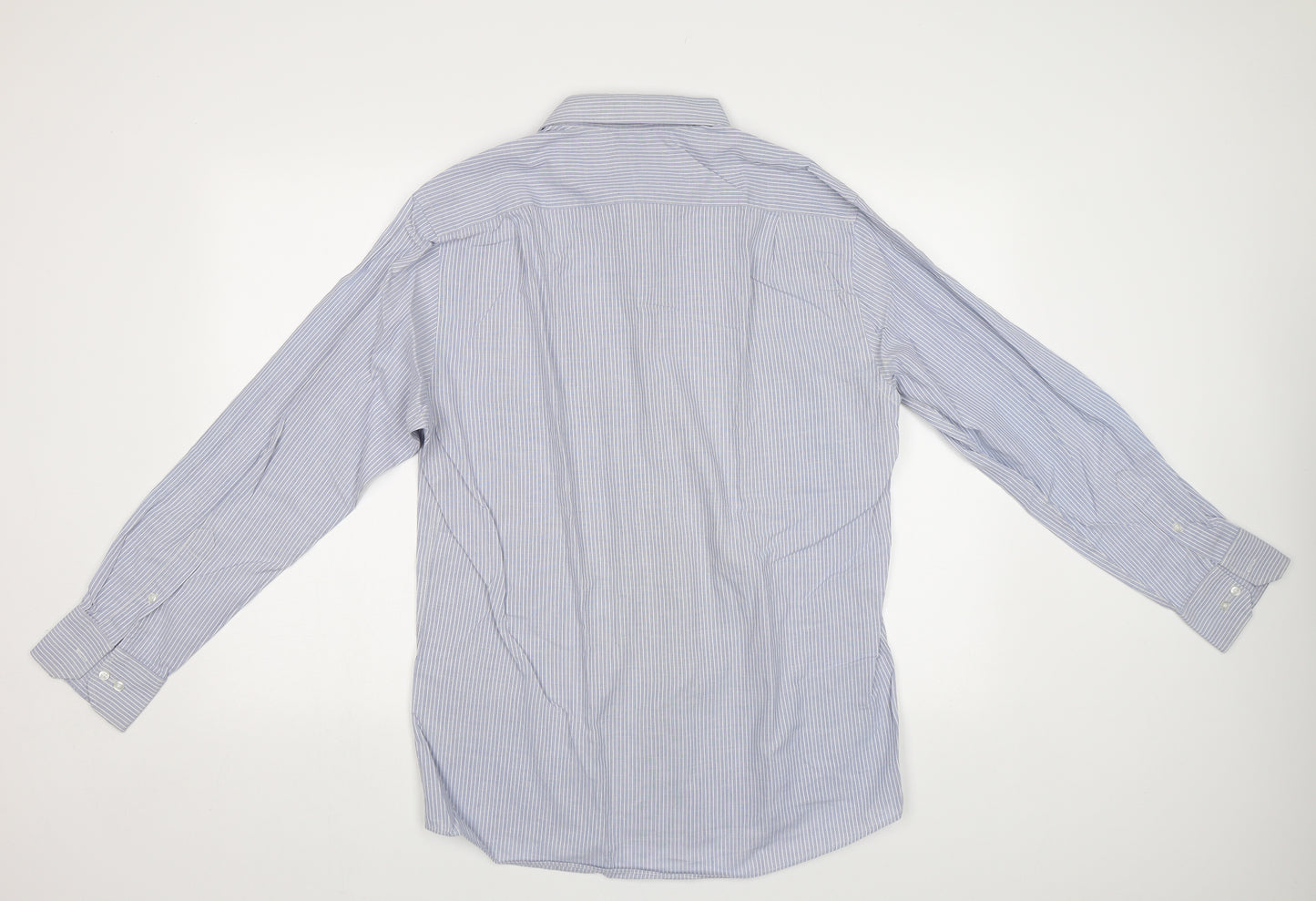 Thomas NMash Mens Blue Striped   Dress Shirt Size 16