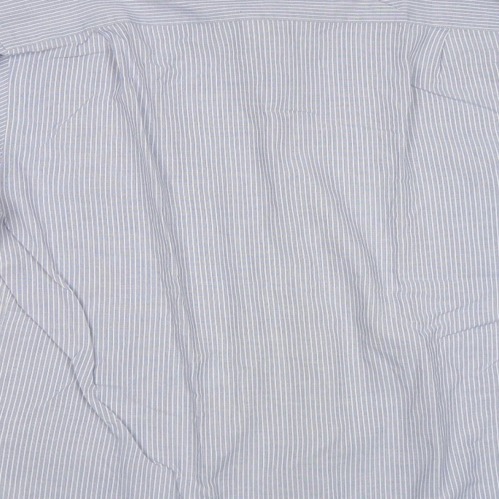 Thomas NMash Mens Blue Striped   Dress Shirt Size 16