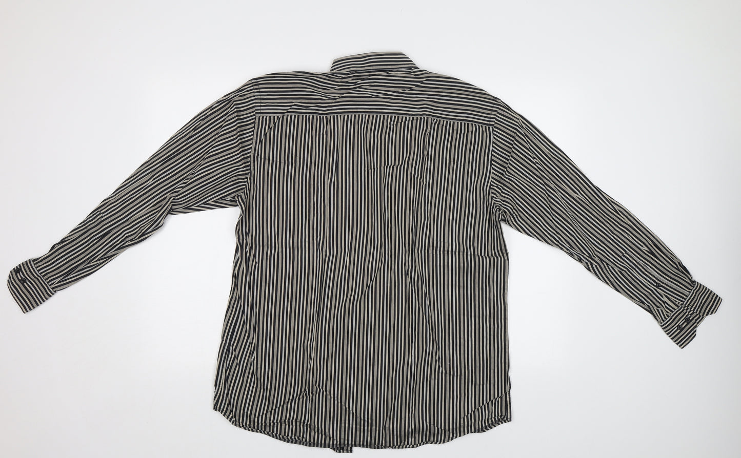 TU Mens Brown Striped   Dress Shirt Size 16