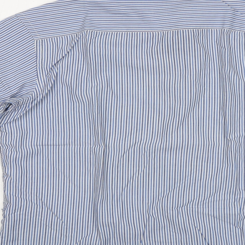 TU Mens Blue Striped   Dress Shirt Size 16