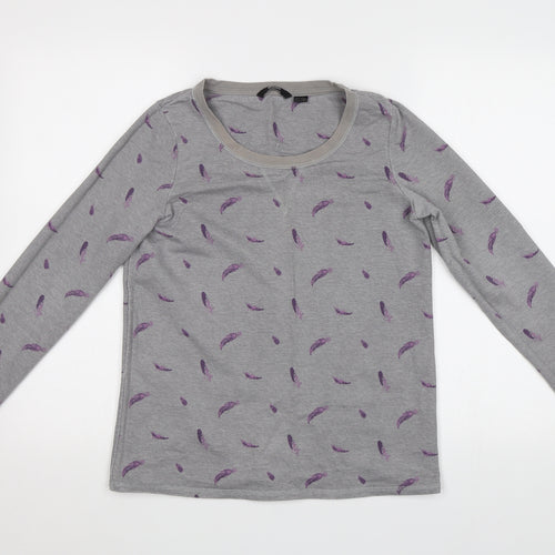 ESMARA Womens Grey   Pullover Hoodie Size 10  - Feather Print
