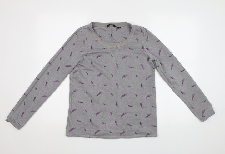 ESMARA Womens Grey Pullover Hoodie Size 10 - Feather Print