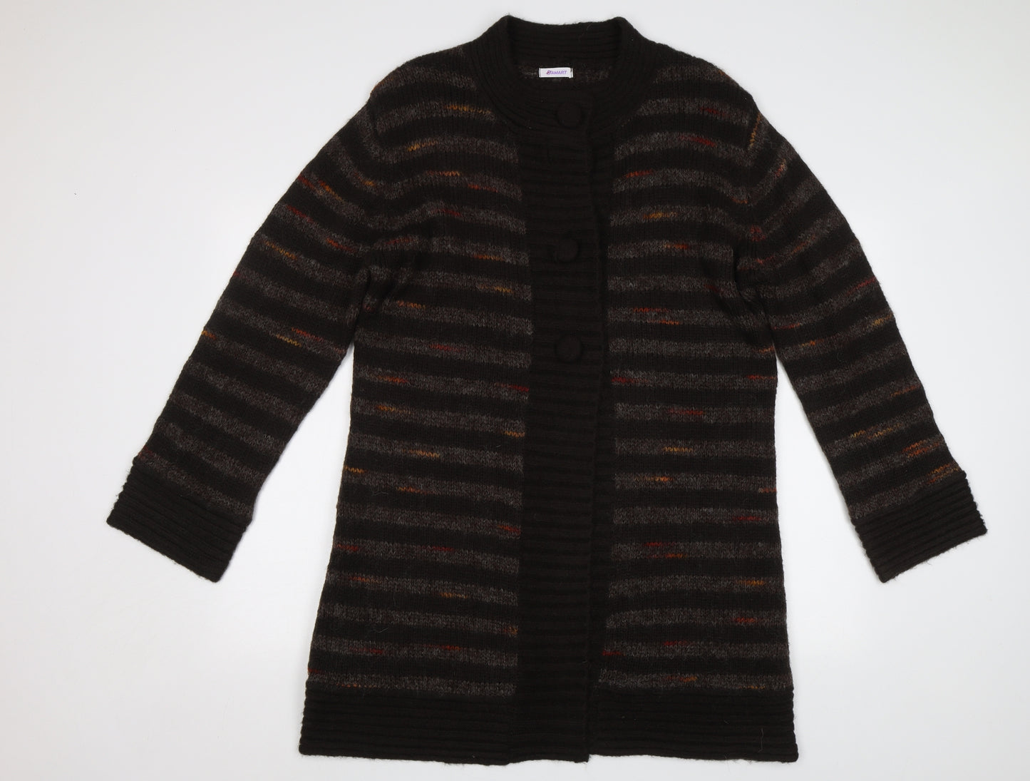 Damart Womens Brown Striped  Cardigan Jumper Size 18