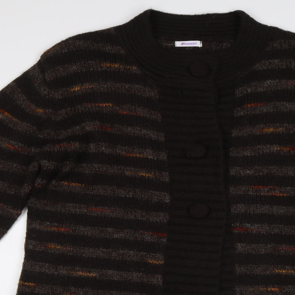 Damart Womens Brown Striped  Cardigan Jumper Size 18